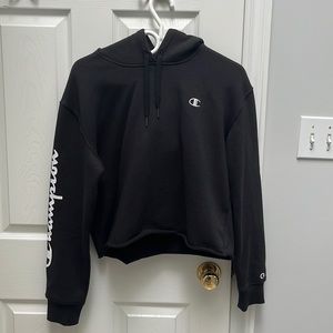 Champion, medium black cropped hoodie